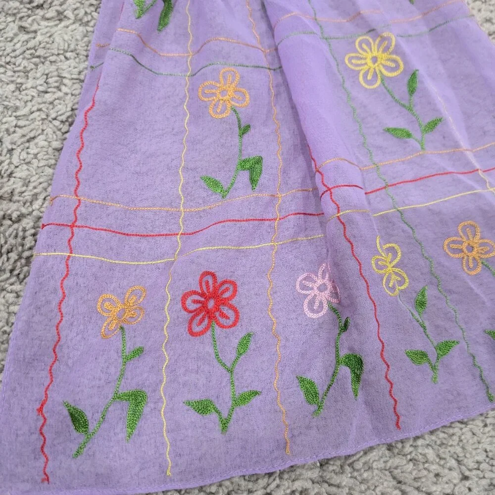 Purple Embroidered Scarf - Picture 2 of 3